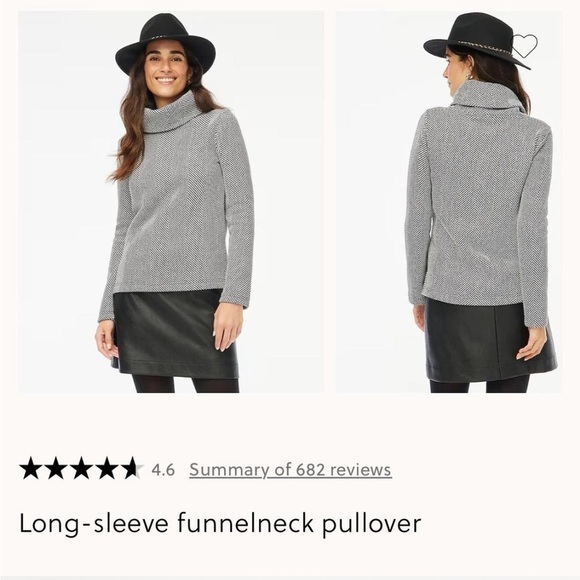 J. Crew Black and White funnel neck pullover Sweater medium - Picture 2 of 4